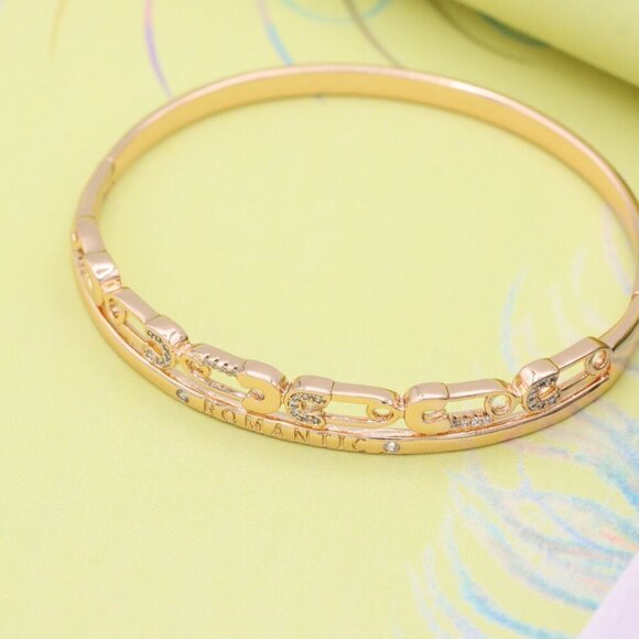 Elegant Rose Gold Bangle with Geometric Detailing, XPBL0499 - Picture 4 of 12